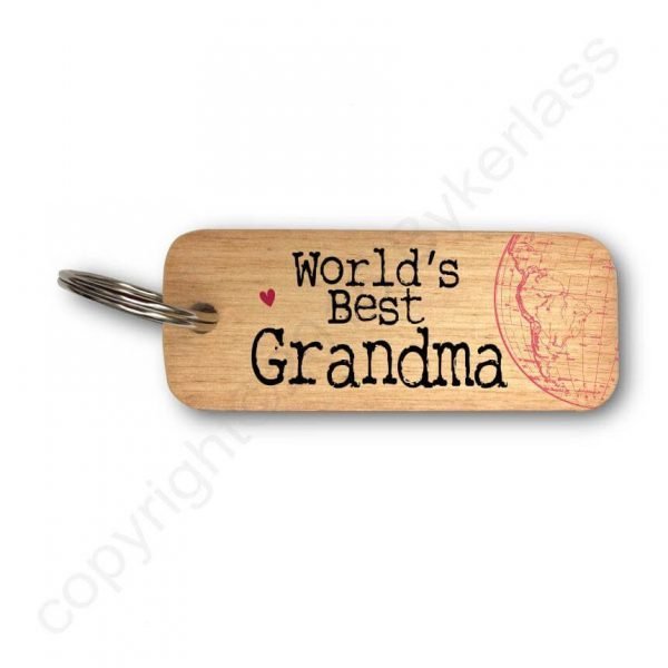 World's Best Grandma Wooden Key Ring