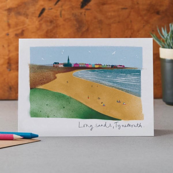 Longsands Beach Tynemouth Blank Greetings Card