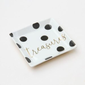 A lovely spotty trinket tray from British designer Caroline Gardner, made from bone china.