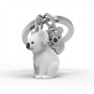 A metal keyring with a gorgeous koala and her baby