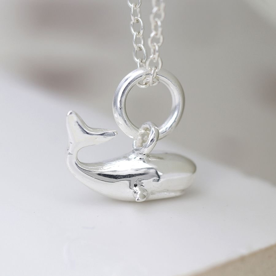 Silver Whale Necklace from The Dotty House Jewellery Range