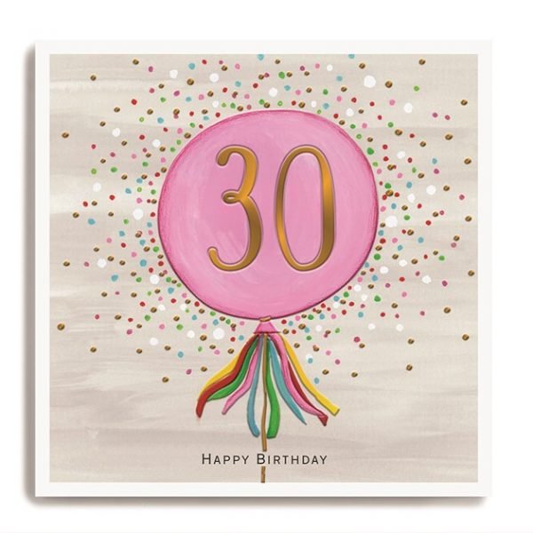 Pink Balloon 30th Birthday Card from The Dotty House