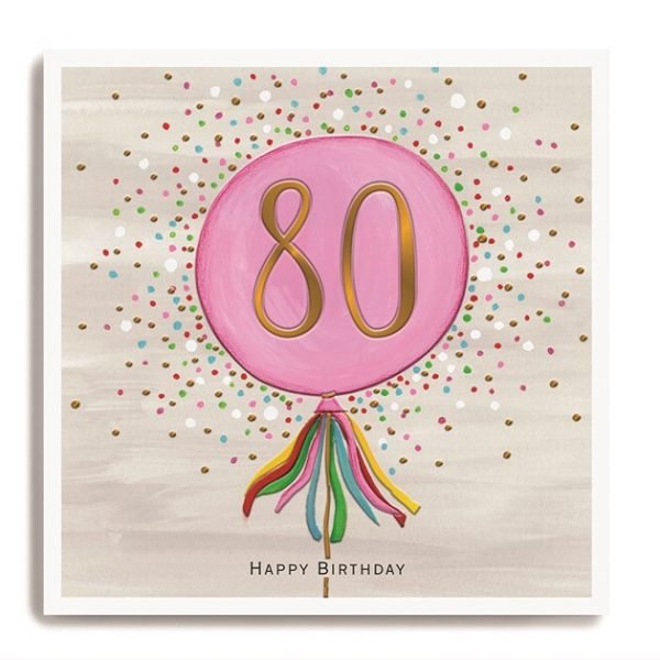 Pink Balloon 80th Birthday Card from The Dotty House