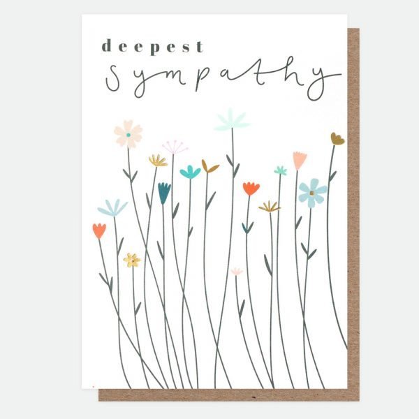 Floral deepest sympathy card with delicate flowers and gold foil details