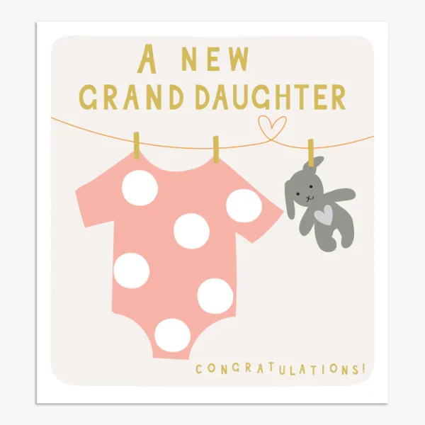 Spotty Babygrow New Granddaughter Card