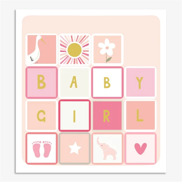 Blocks New Baby Girl Card