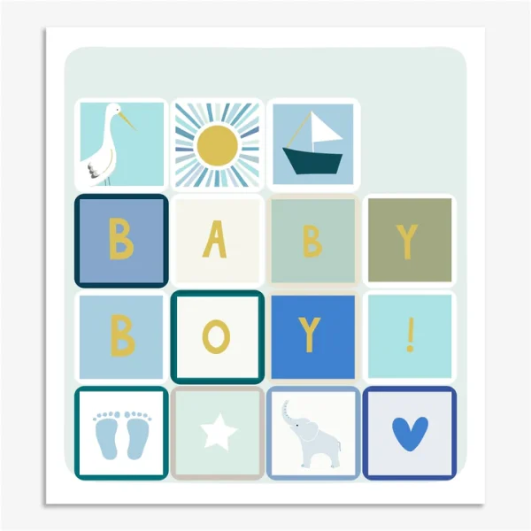 Blocks New Baby Boy Card