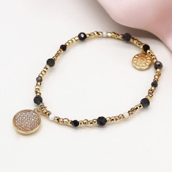 Black Beaded Gold Bracelet