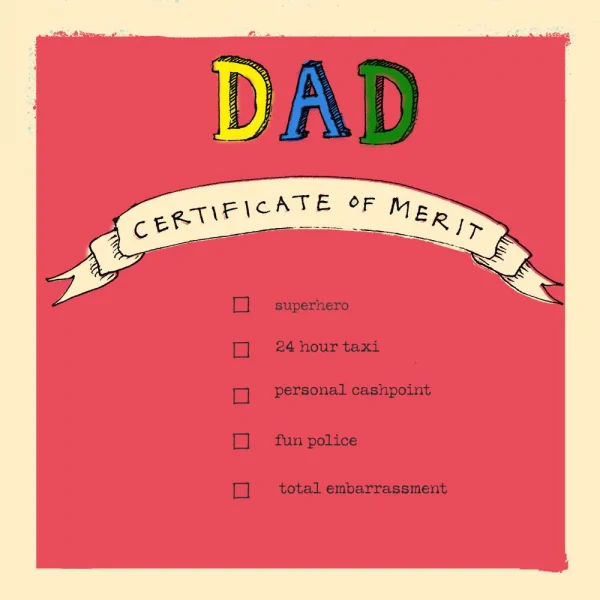 Dad Certificate of Merit Card