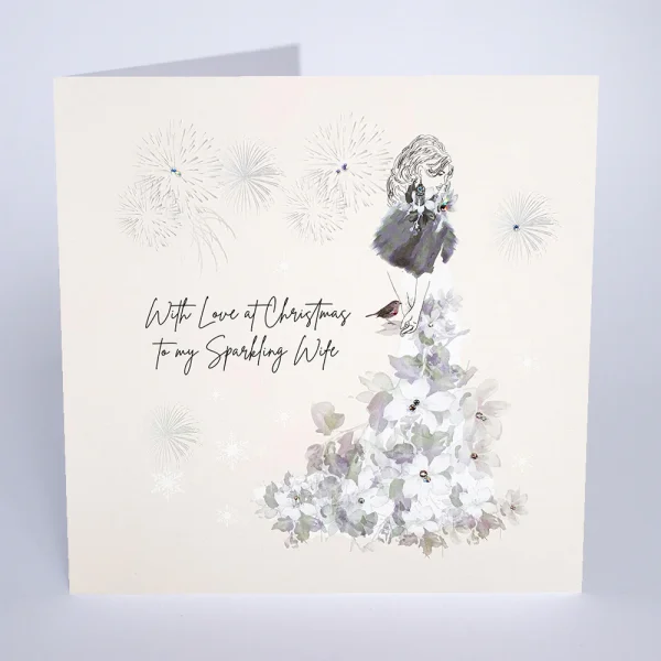 Large Sparkling Wife Christmas Card