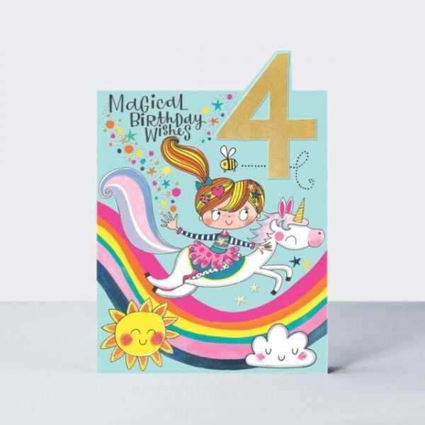 Age 4 Unicorn Birthday Card