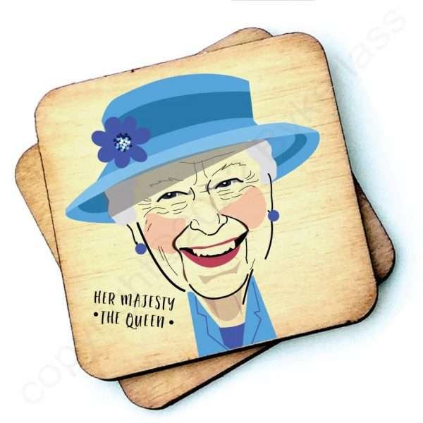 Her Majesty the Queen wooden coaster