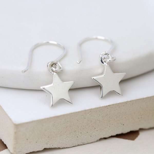 Sterling Silver Star Drop Earrings