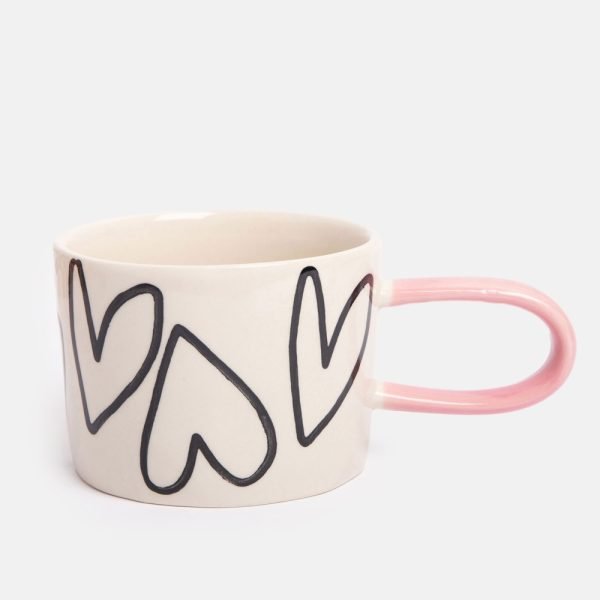 Mono Outline Big Hearts Ceramic Mug