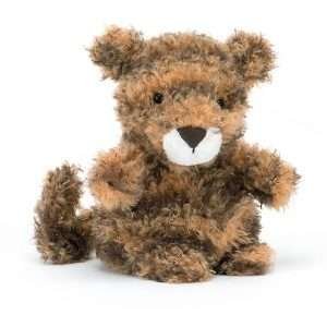 A sweet Little Tiger from Jellycat. With chocolate orange tufty fur, a white snout and chocolate brown velvet nose.