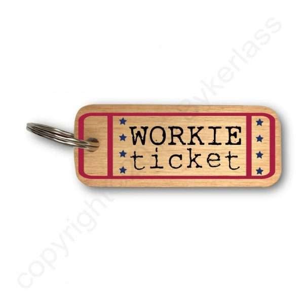 Workie Ticket Wooden Key Ring