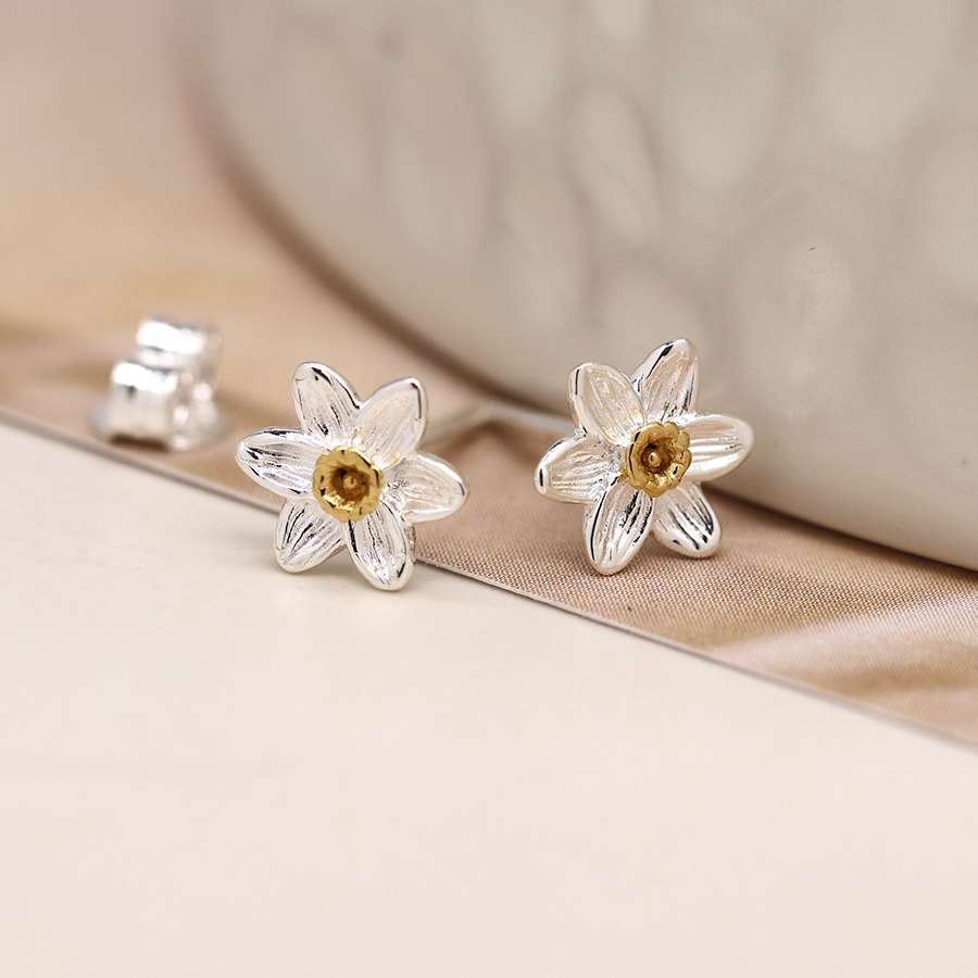 Sterling Silver Daffodil Earrings | The Dotty House