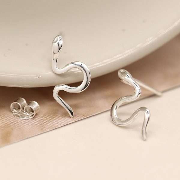 Sterling Silver Snake Stud Earrings