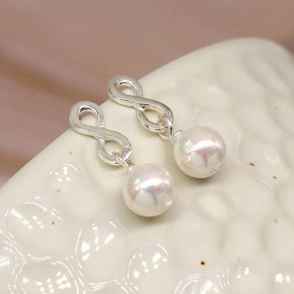 Sterling Silver Infinity Pearl Earrings