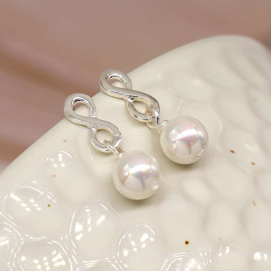 Sterling Silver Infinity Pearl Earrings | The Dotty House