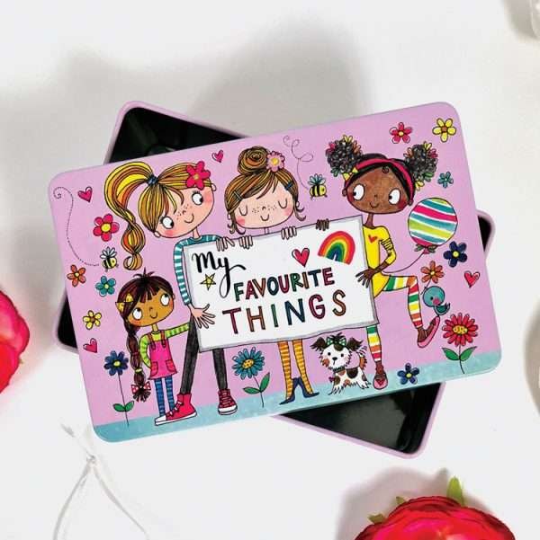 A little tin for your favourite things decorated with brightly coloured girls