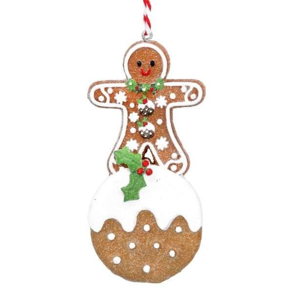 Gisela Graham Gingerbread Man Christmas Pudding Decoration