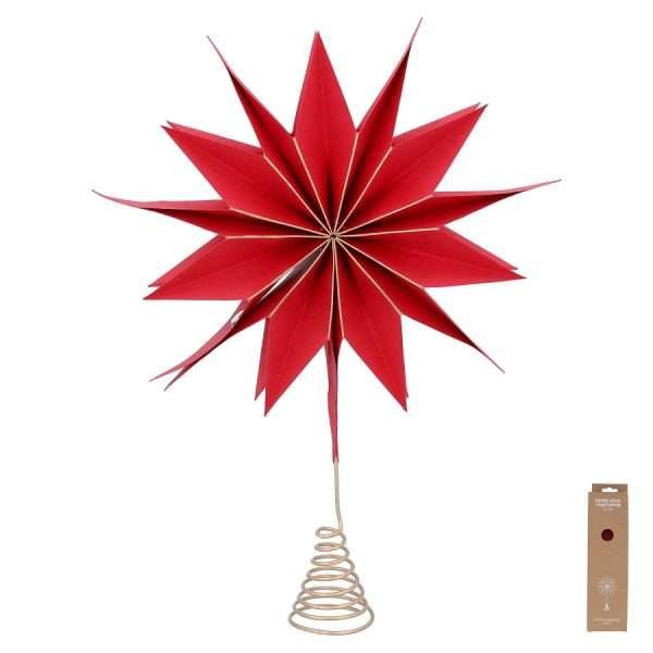 A red paper star christmas tree topper