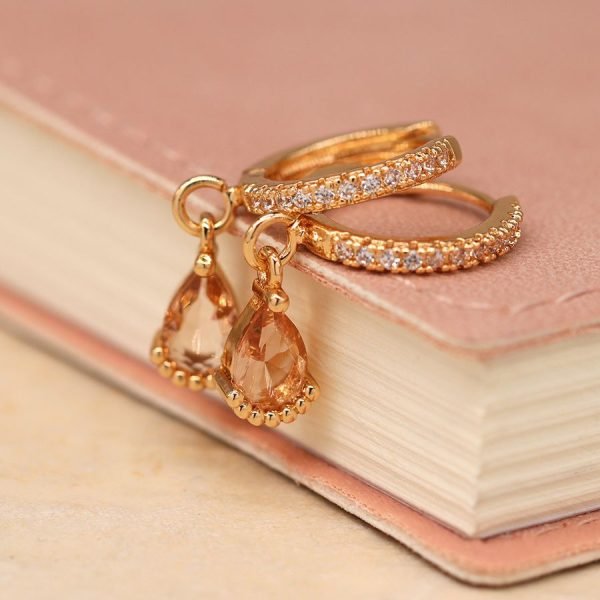 Golden Crystal Hoop Earrings