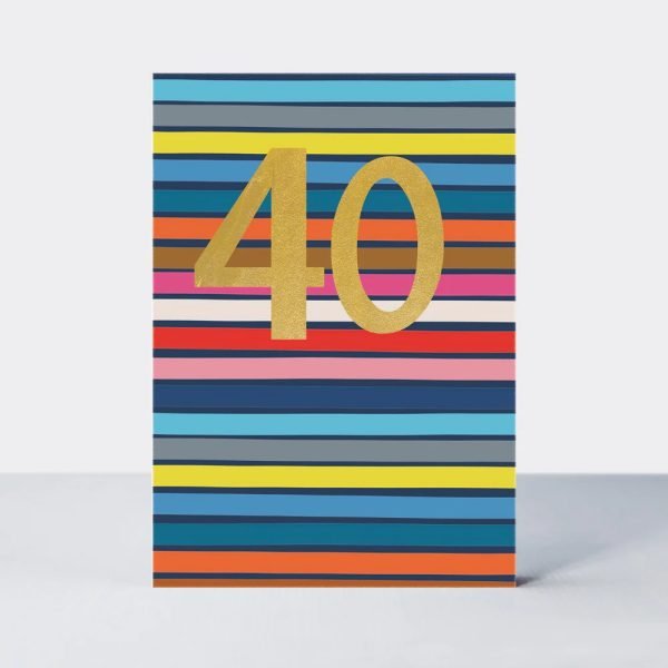 Striped 40th Birthday Card