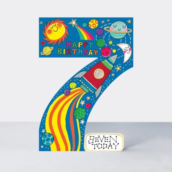 Space Rockets 7th Birthday Card