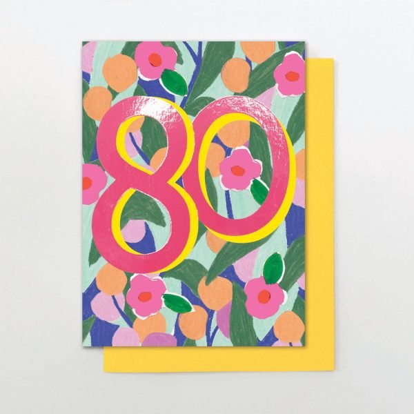 Floral 80th Birthday Card