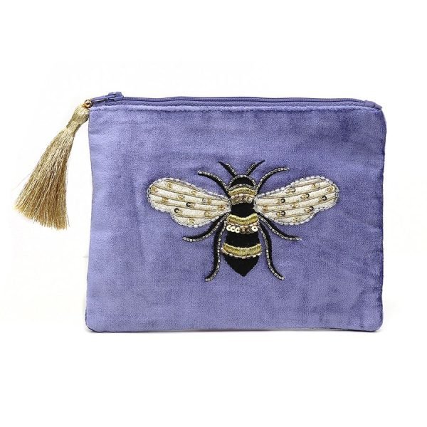 Velvet Bee Embroidered Pouch