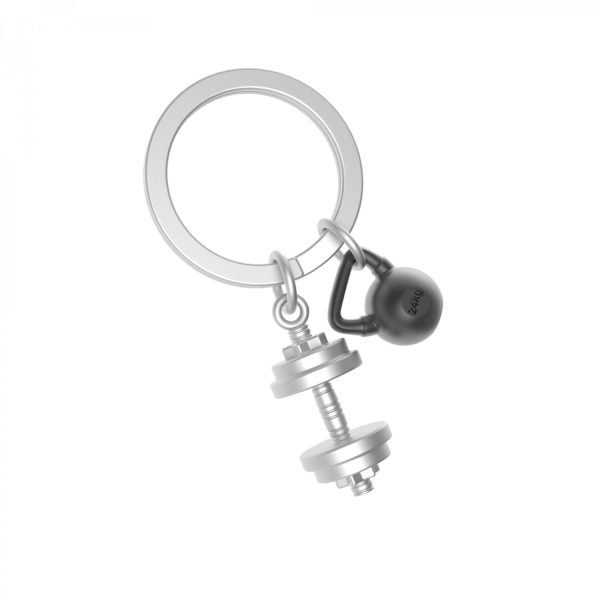 Dumbbell and Weights Gym Key Ring