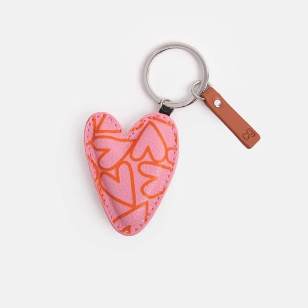 Pink Heart Printed Keyring