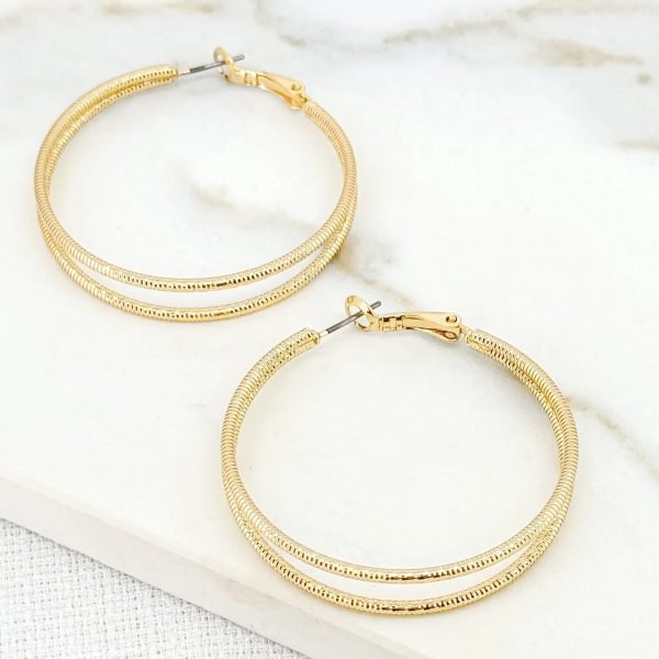 Large gold double hoop earrings