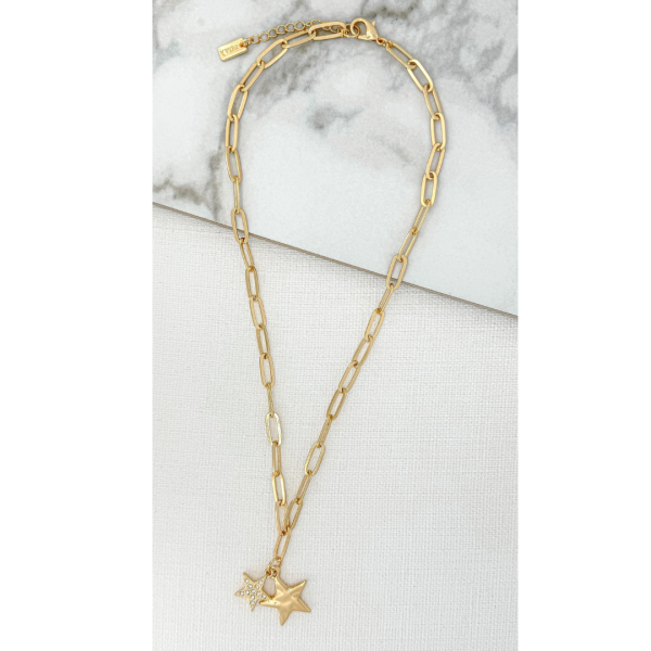 Gold necklace with a double star pendant