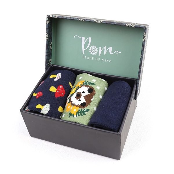 Autumnal themed triple sock gift box