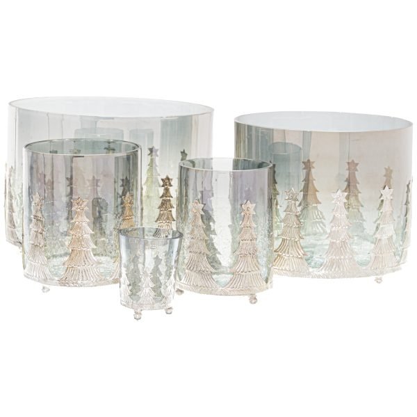 Crackled Glass Christmas Candle Holder