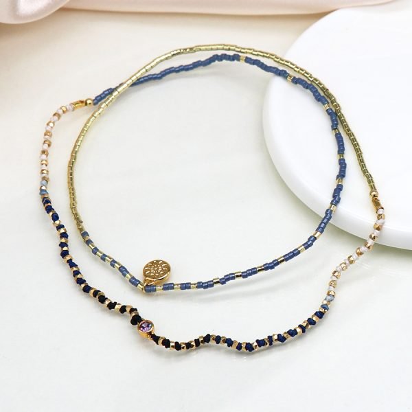 Blue Beaded Wrap Around Bracelet