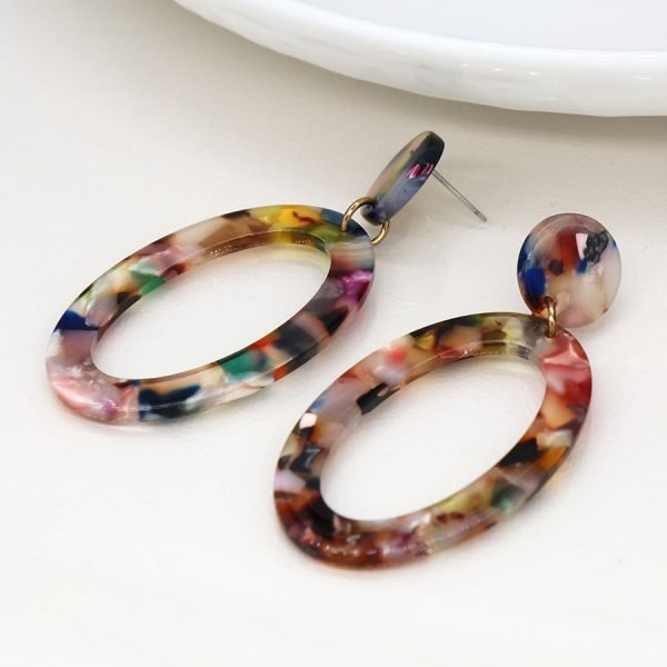 Terrazzo Oval Drop Acrylic Earrings