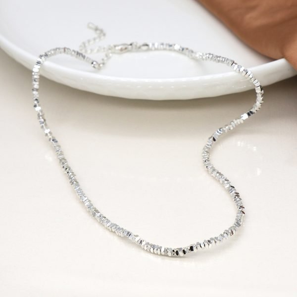 Silver Faceted Beads Necklace