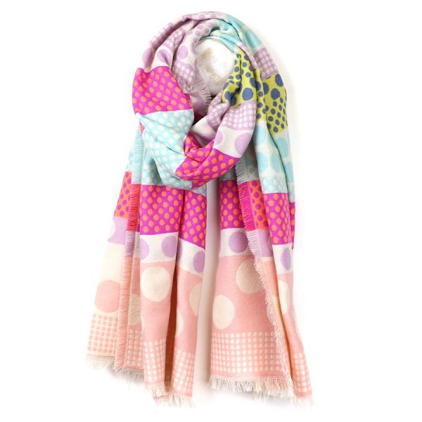 Reversible Pink Mix Polkadot Scarf