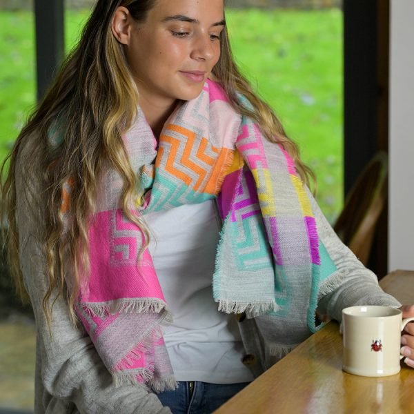 Reversible Bright Mix Zig Zag Scarf