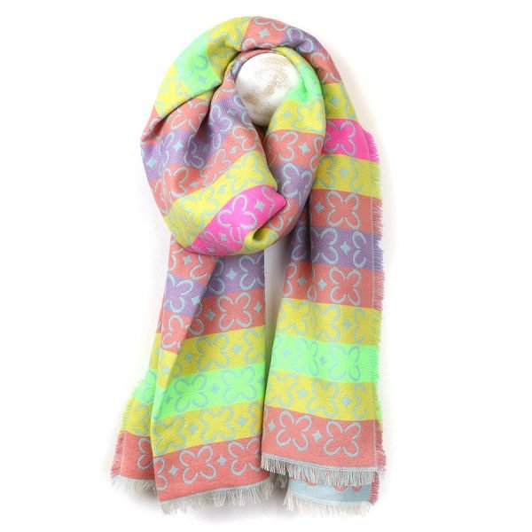 Reversible Neon Mix Geo Flower Scarf