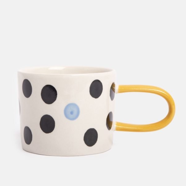 Blue Accent Mono Dotty Ceramic Mug