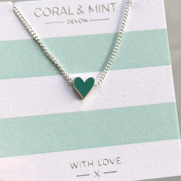 Green Enamel Heart Necklace