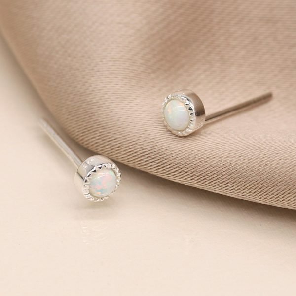 Sterling Silver Opal Studs