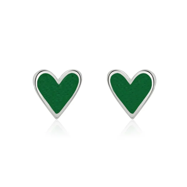 Green Enamel Mini Heart Earrings